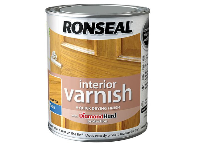 Ronseal Interior Varnish Quick Dry Satin Light Oak 250Ml