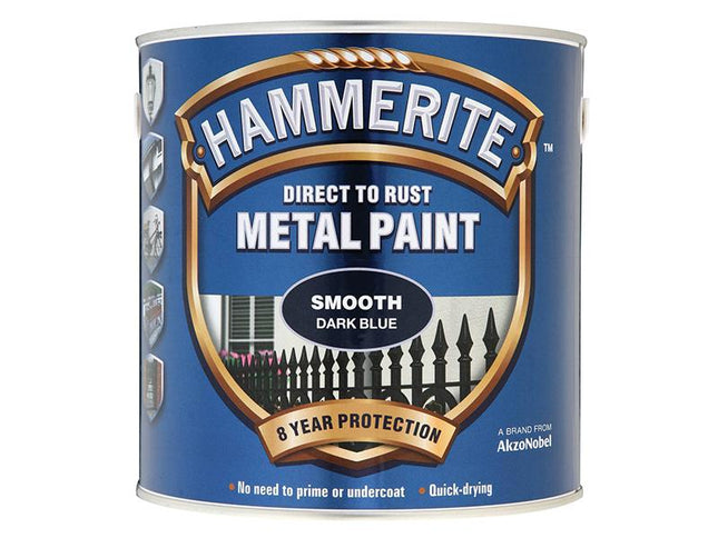 Hammerite Direct To Rust Smooth Finish Metal Paint Dark Blue 2.5 Litre