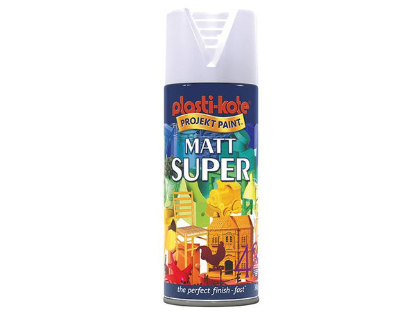 Plastikote Super Matt Spray White 400Ml