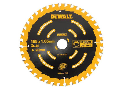 DEWALT Cordless Extreme Framing Circular Saw Blade 165 X 20Mm X 40T