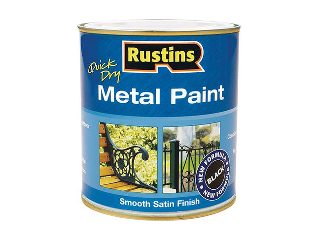 Rustins Quick Dry Metal Paint Smooth Satin Black 250Ml