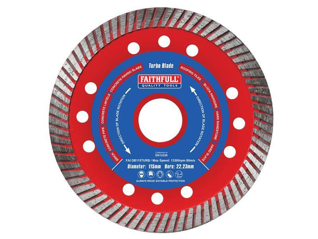 Faithfull Turbo Cut Diamond Blade 115 X 22Mm