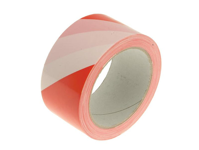 Faithfull Hazard Warning Safety Tape 50Mm X 33M Red & White