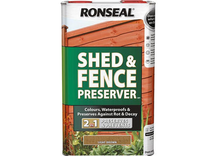 Ronseal Shed & Fence Preserver Light Brown 5 Litre