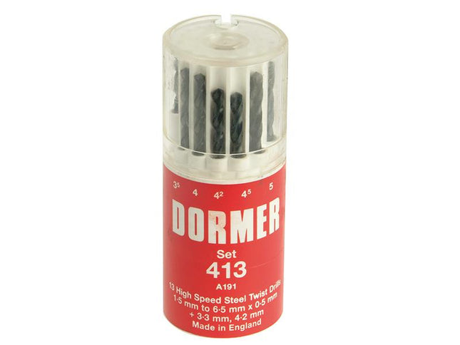 Dormer A191 No.413 Metric Hss Drill Set Of 13 1.5-6.5 X 0.5Mm