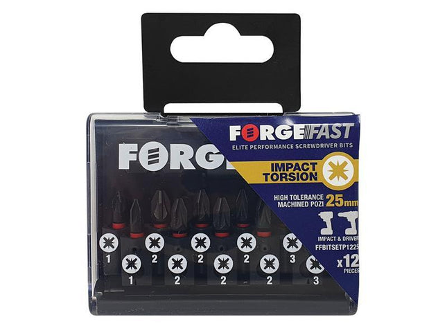 Forgefix ForgeFast Pozidriv Compatible Impact Bit Set, 12 Piece