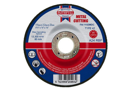 Faithfull Depressed Centre Metal Cutting Disc 115 X 3.2 X 22.23Mm