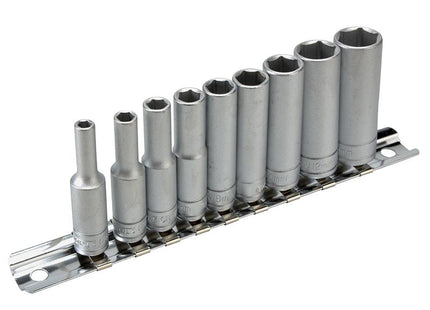 Teng M1407 Deep Socket Clip Rail Set Of 10 Metric 1/4In Drive
