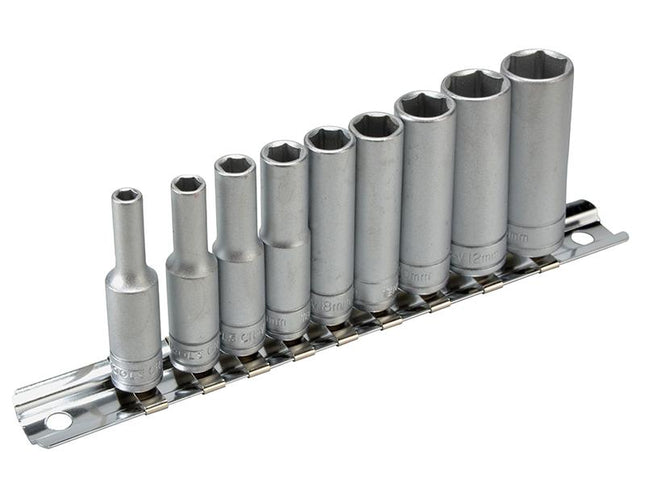 Teng M1407 Deep Socket Clip Rail Set Of 10 Metric 1/4In Drive