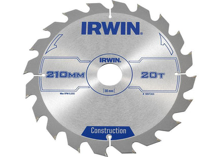 IRWIN Construction Circular Saw Blade 210 X 30Mm X 20T Atb