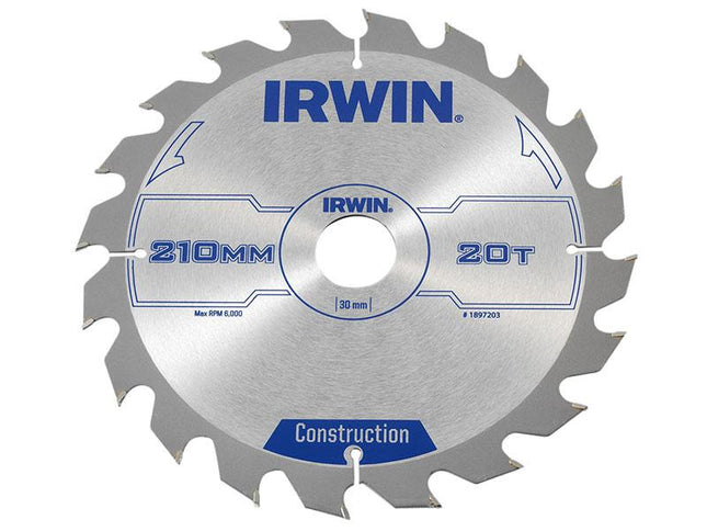 IRWIN Construction Circular Saw Blade 210 X 30Mm X 20T Atb