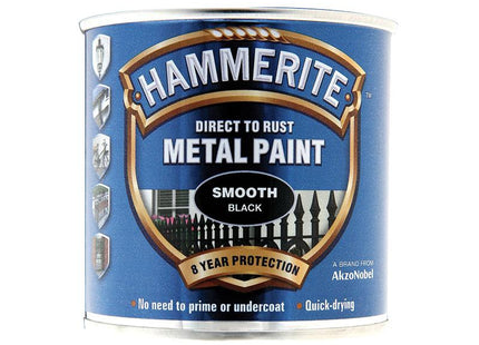 Hammerite Direct To Rust Smooth Finish Metal Paint Black 250Ml