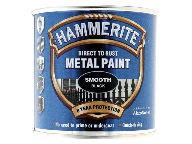 Hammerite Direct To Rust Smooth Finish Metal Paint Black 250Ml