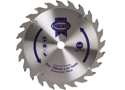 Faithfull Tct Circular Saw Blade 190 X 16Mm X 24T Pos