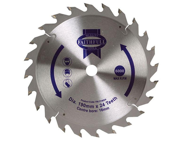 Faithfull Tct Circular Saw Blade 190 X 16Mm X 24T Pos