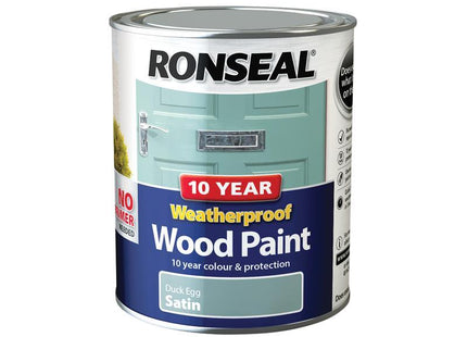Ronseal 10 Year Weatherproof Wood Paint Duck Egg Blue Satin 750Ml
