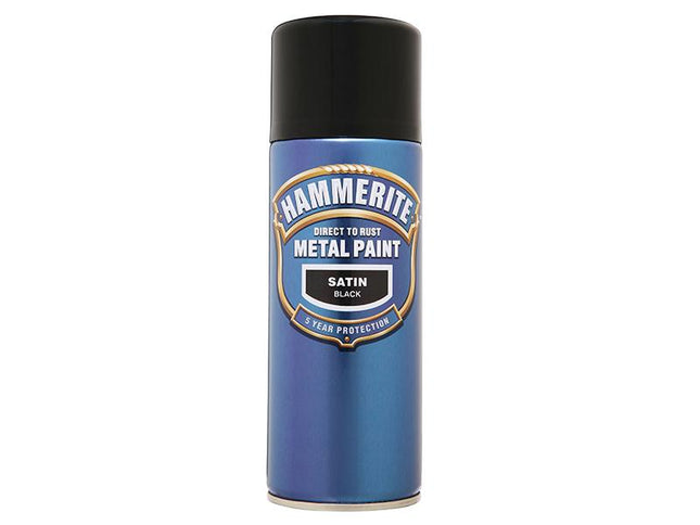 Hammerite Direct To Rust Smooth Finish Aerosol Satin Black 400Ml