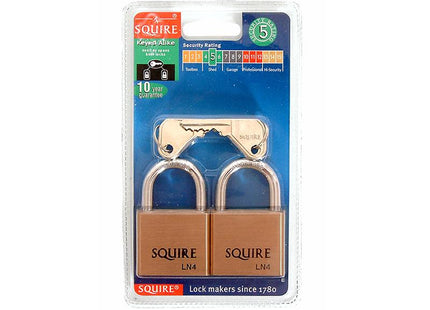 Henry Squire Ln4T Lion Brass Padlocks 5-Pin 40Mm Twin Pack (2 X Ln4Ka)