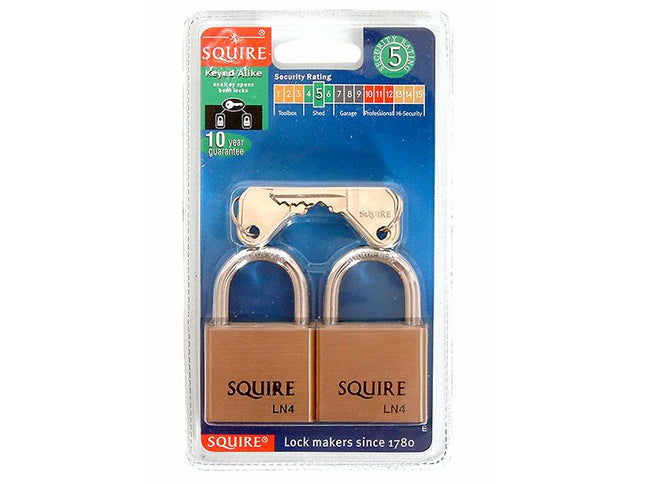 Henry Squire Ln4T Lion Brass Padlocks 5-Pin 40Mm Twin Pack (2 X Ln4Ka)