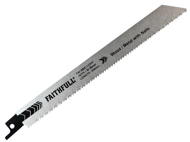 Faithfull S1122Hf Bi-Metal Sabre Saw Blade Demolition 200Mm 10 Tpi (Pack 5)