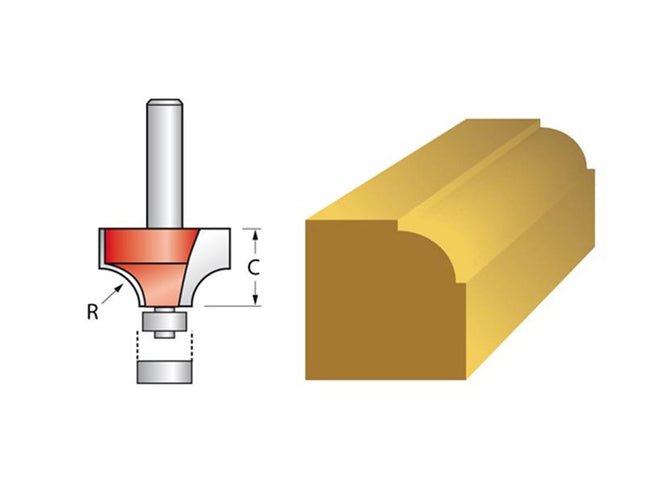 Faithfull Router Bit Tct 6.5Mm Rounding Over 1/4In Shank